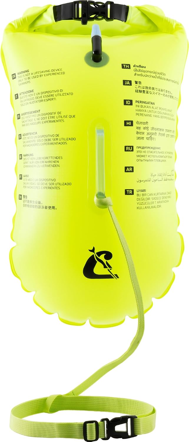 Cressi Glide Swim Buoy - 28 l, Fluo - Hohe Sichtbarkeit &amp; Aufblasbare Signalboje - Trockenes Innenfa