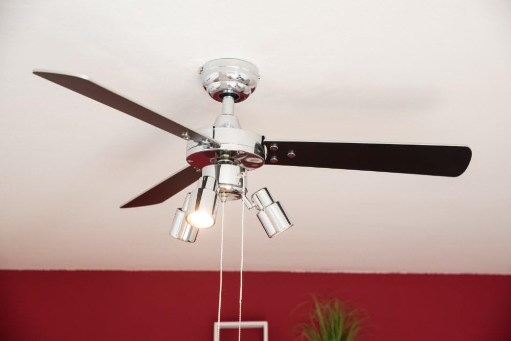 aireRyder - Cyrus Deckenventilator mit Beleuchtung, Leiser Ventilator mit Zugschalter in glänzendem