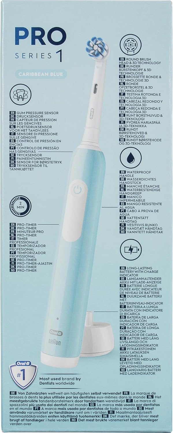 Oral-B Wiederaufladbare elektrische Zahnbürste Series 1 Blau mit 1 Ersatzbürste. 1 Zahnbürste