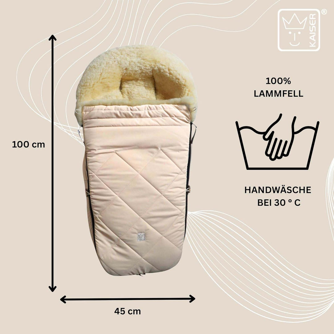 Kaiser Classic for Bugaboo Lammfell Kinderwagen Fusssack, 100 x 45 cm (cream), cream