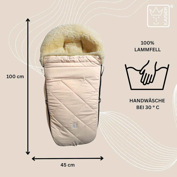 Kaiser Classic for Bugaboo Lammfell Kinderwagen Fusssack, 100 x 45 cm (cream), cream