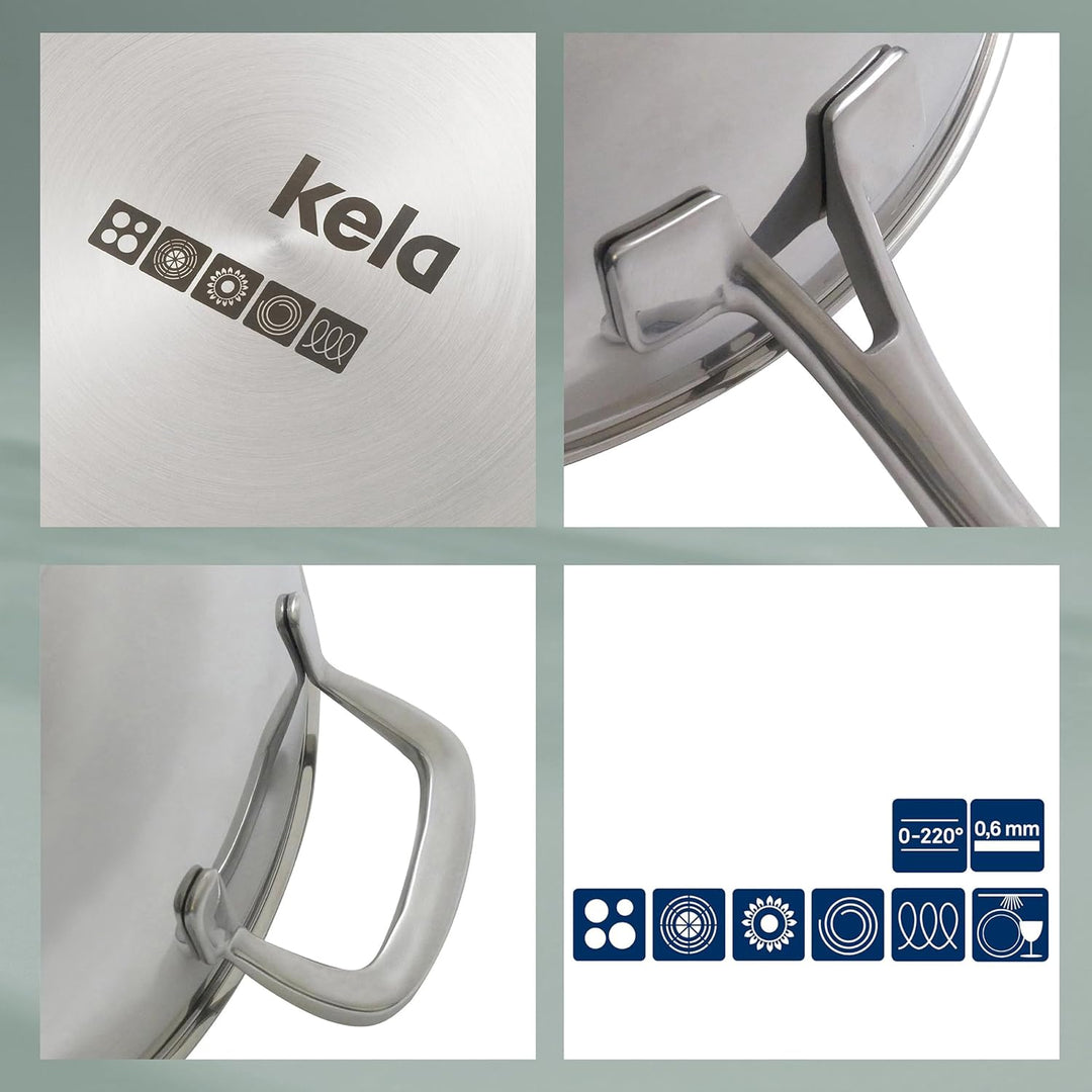 kela Wok Flavoria, Ø 32 cm, 5 L, Edelstahl 18/10, Allherdboden, hitzebeständig bis 220° C, 10193