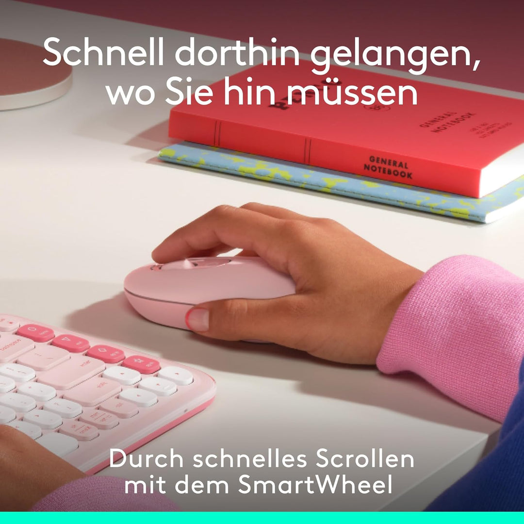 Logitech POP Mouse, kompakte und Mobile kabellose Bluetooth-Maus mit programmierbaren Tasten und lei