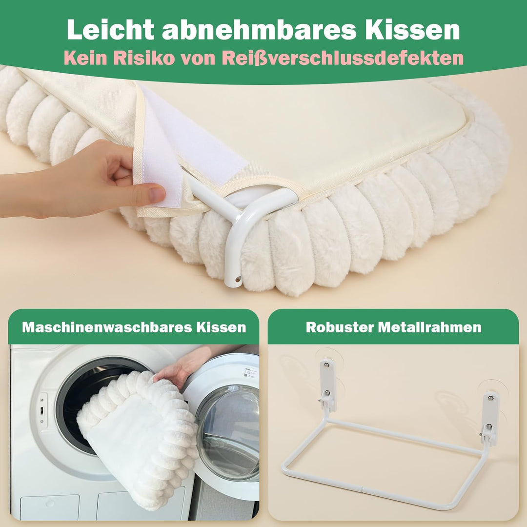 Zakkart SnugCloud Faltbare Katzenfensterstange – schnurlos, ultraweich, maschinenwaschbar, Bett mit