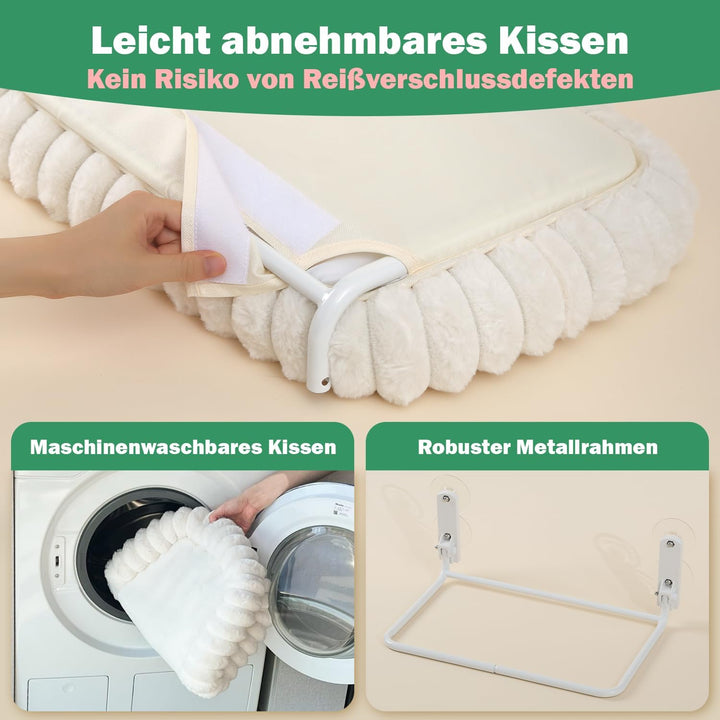 Zakkart SnugCloud Faltbare Katzenfensterstange – schnurlos, ultraweich, maschinenwaschbar, Bett mit