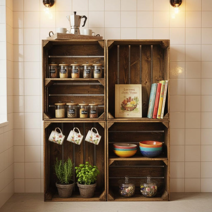 Teramico Alte geflammte Obstkisten / Holzkisten 50 x 40 x 30cm in vielen Variationen -Ideal zum Möbe