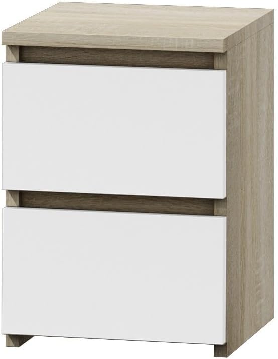 VBChome Nachttisch 30 x 30 x 40 cm Eiche Sonoma Mix Nachttisch mit 2 Schubladen für das Schlafzimmer