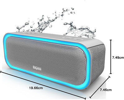 DOSS Bluetooth Lautsprecher, SoundBox Pro Musikbox, 20W, Mehrfarbige Lichter, IPX6 Wasserdicht, 20H