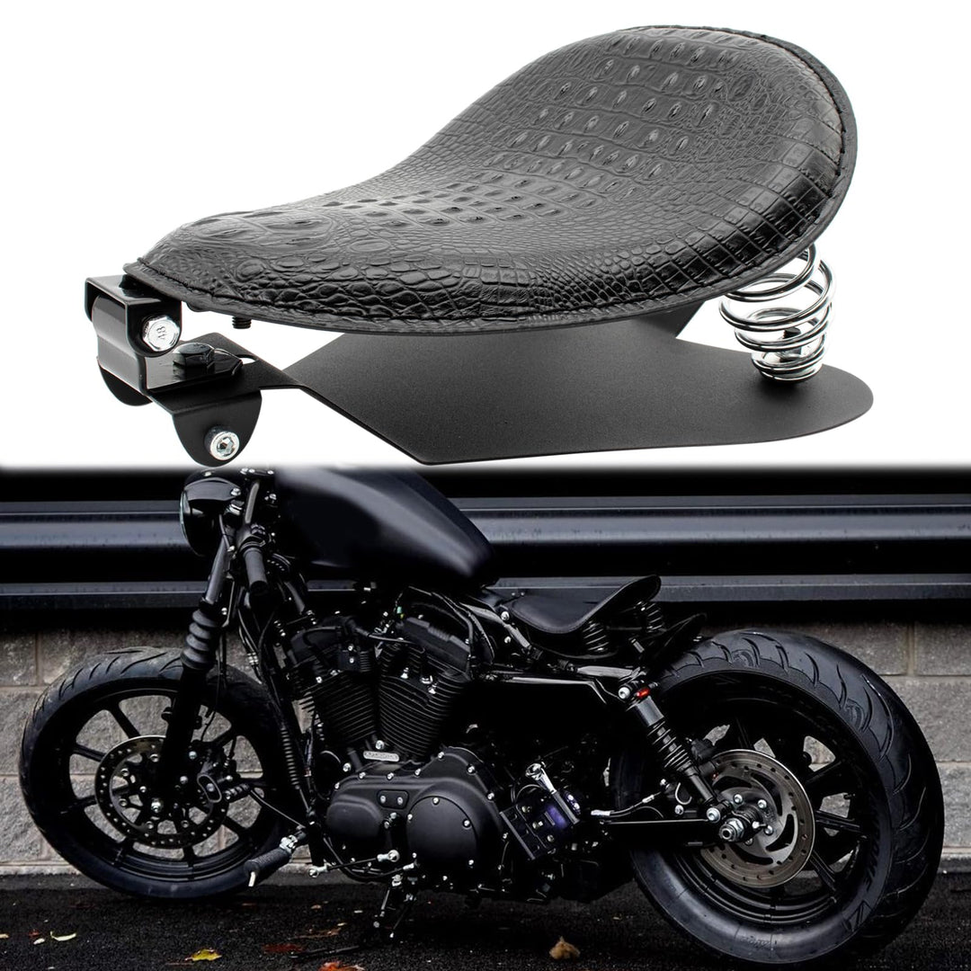 BREDUXSER Motorrad Bobber Sitz, Krokodil Leder Motorrad Solo Sitz für Sportster XL1200 883 48 Dyna S