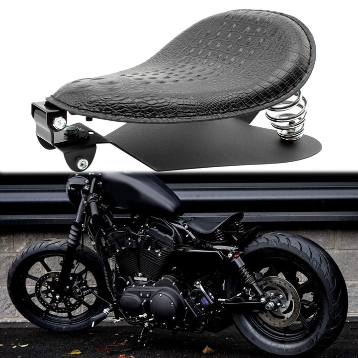 BREDUXSER Motorrad Bobber Sitz, Krokodil Leder Motorrad Solo Sitz für Sportster XL1200 883 48 Dyna S