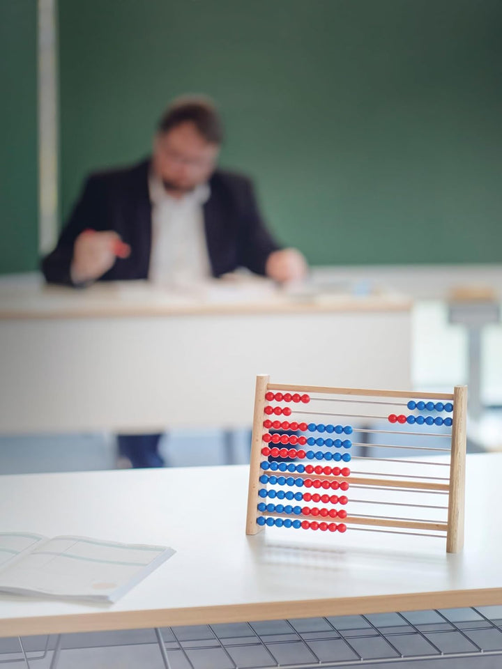 Betzold Holz-Rechenschieber Grundschule 100 - Abakus Rechenrahmen Rechnen Lernen Rot/Weiss, Rot/Weis