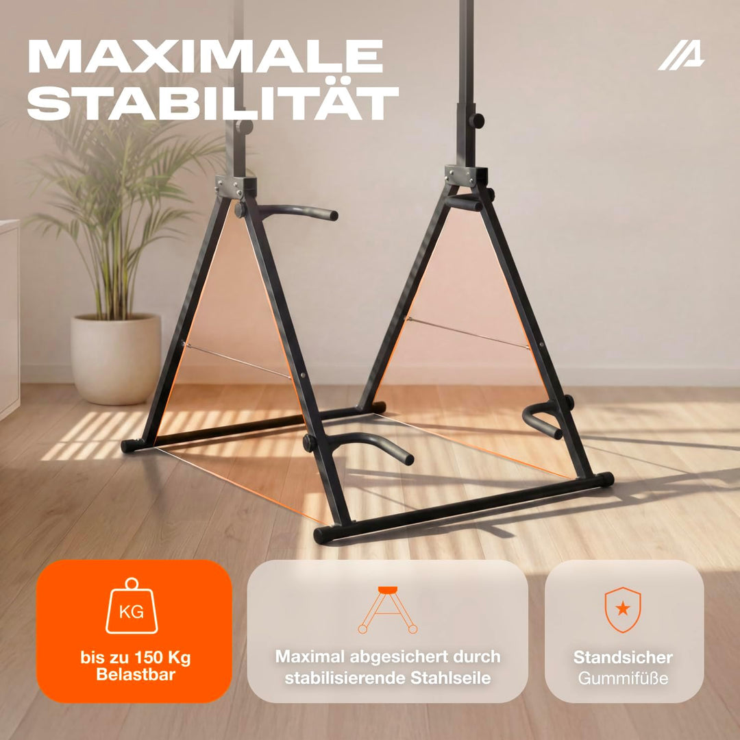 Parex Klappbarer Power Tower – 4-in-1 Klimmzugstange freistehend & Dip Station, Höhenverstellbare Kr