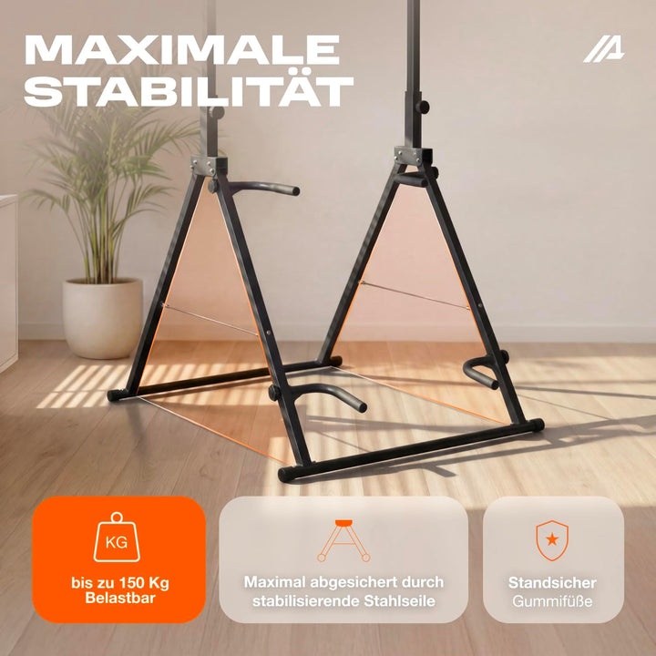 Parex Klappbarer Power Tower – 4-in-1 Klimmzugstange freistehend & Dip Station, Höhenverstellbare Kr