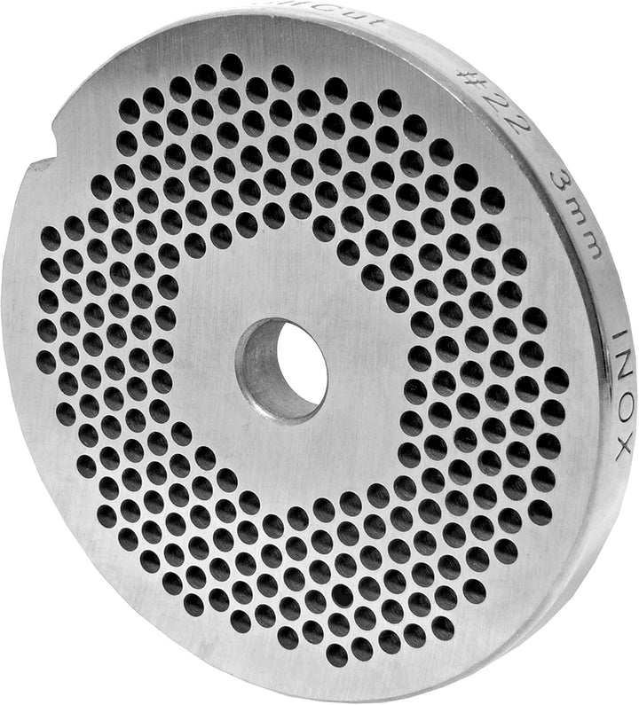 Wolfcut Inox Lochscheibensatz kompatibel mit Fleischwolf Grössen 22 / 3mm-6mm und ein Sichelmesser