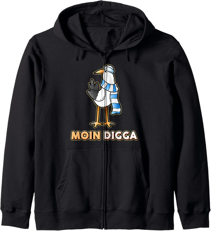 Moin Digga Norden Löppt Spruch Möwe Meer Geschenk Digga Kapuzenjacke