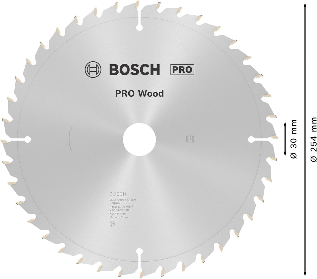 Bosch 1x PRO Wood Kreissägeblatt für Netz-Kapp‑ und Gehrungssägen (für Weichholz, Hartholz, Ø mm, Pr