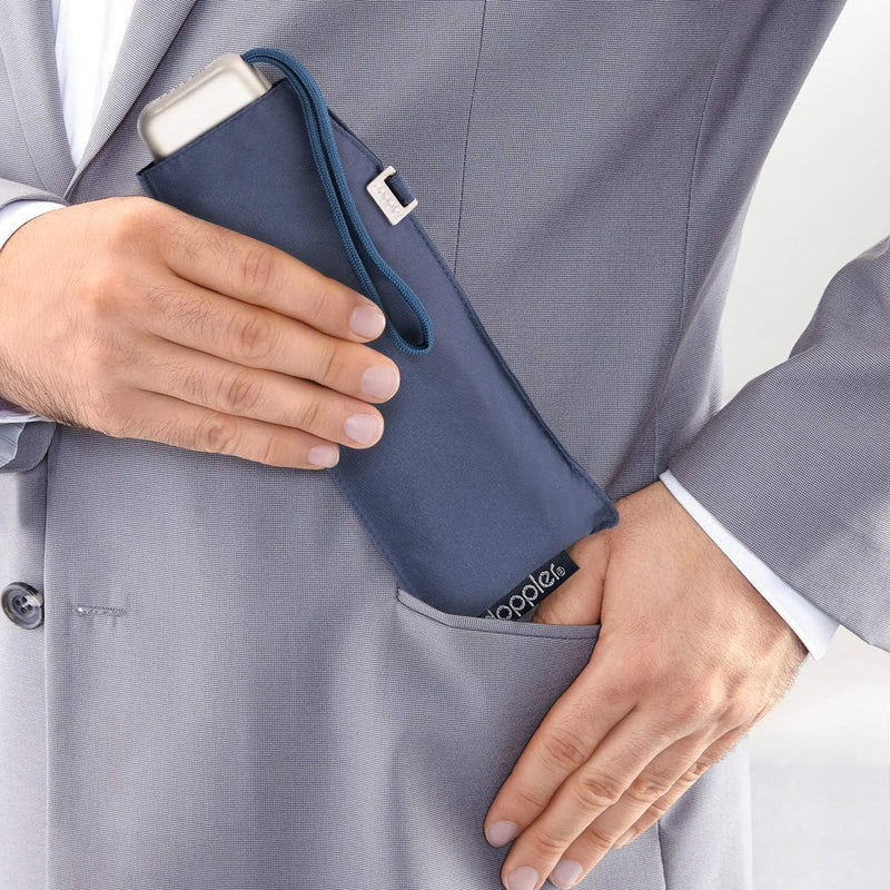doppler Taschenschirm Carbonsteel Slim Uni – Handliches Format – Federleicht – 22 cm – Navy, Navy