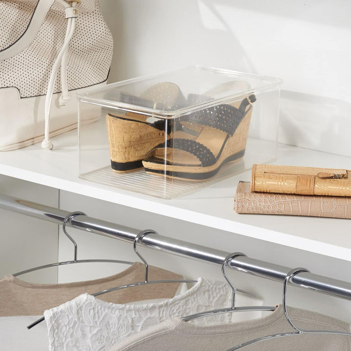 mDesign Aufbewahrungsboxen für Schuhe - 4er-Set - Schuhaufbewahrung mit Deckel - Schukasten stapelba