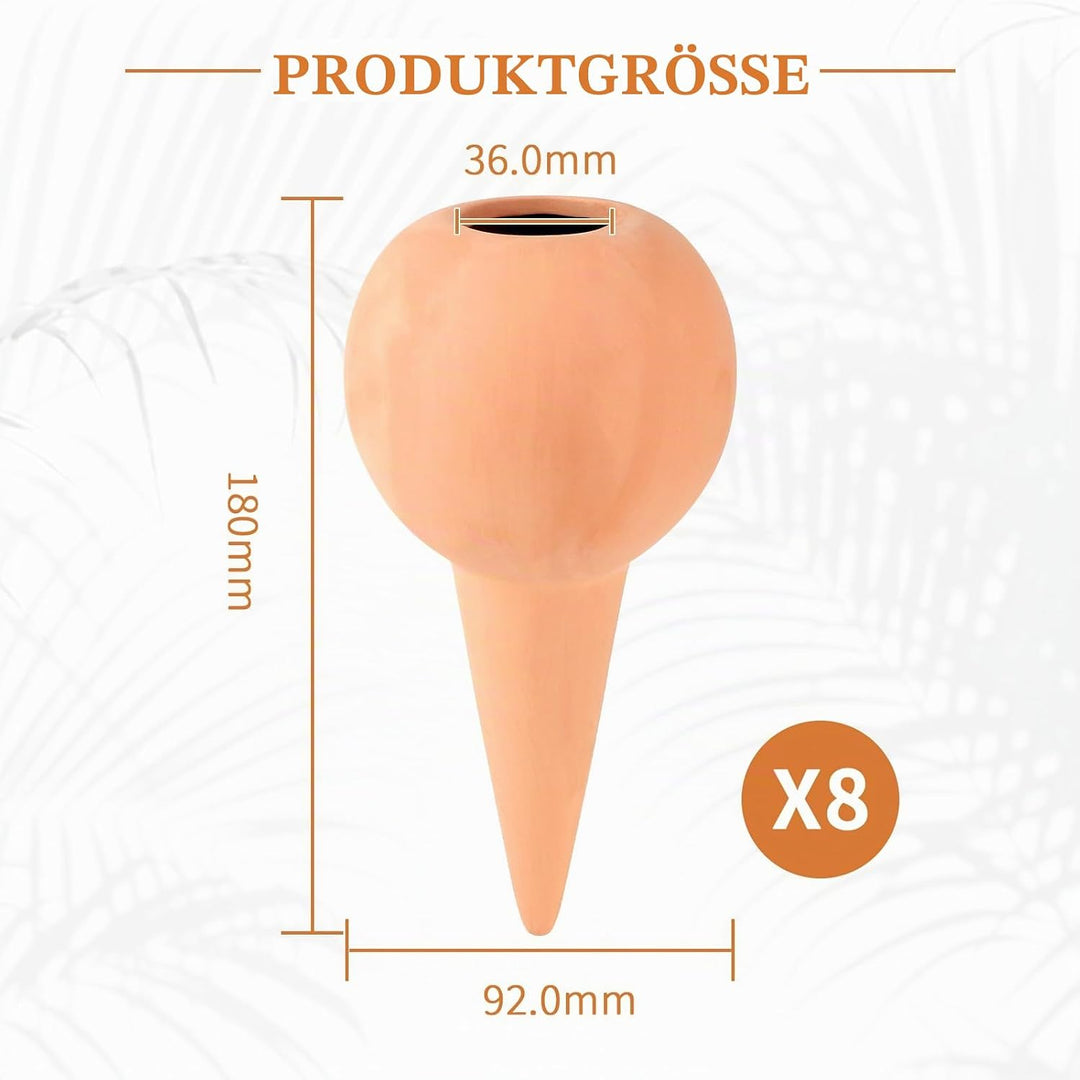 EXLECO 8 x 360ml Tonkegel Bewässerung Pflanzen Gross Bewässerungskugel Pflanzen Wasserspender Ton Au