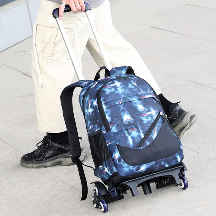 Trolley Rucksäcke Rollen Rucksack Schulranzen mit 6 Rädern Kinder Schulrucksack Reisen für Mädchen J