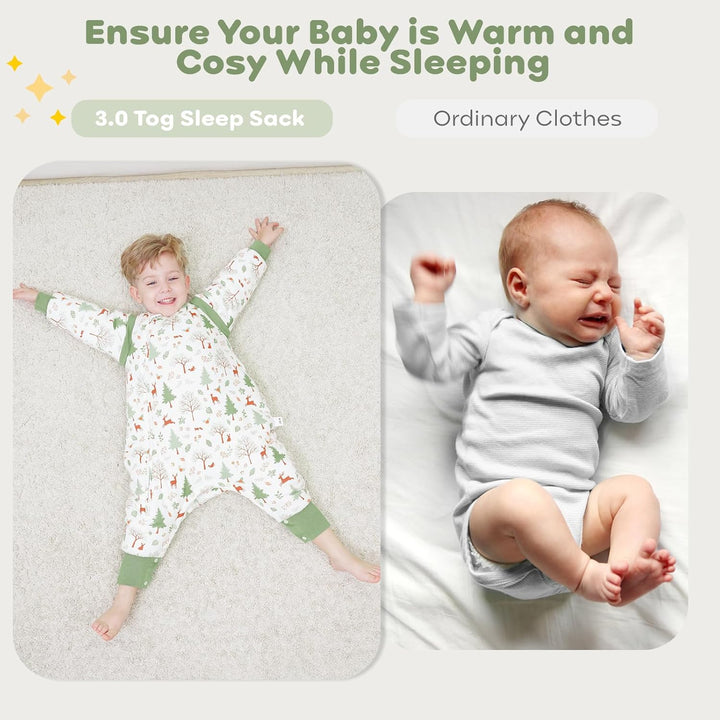 Looxii Baby Schlafsack Winter mit Füssen Baumwolle Winterschlafsack 3.0 Tog Warm Babyschlafsack mit
