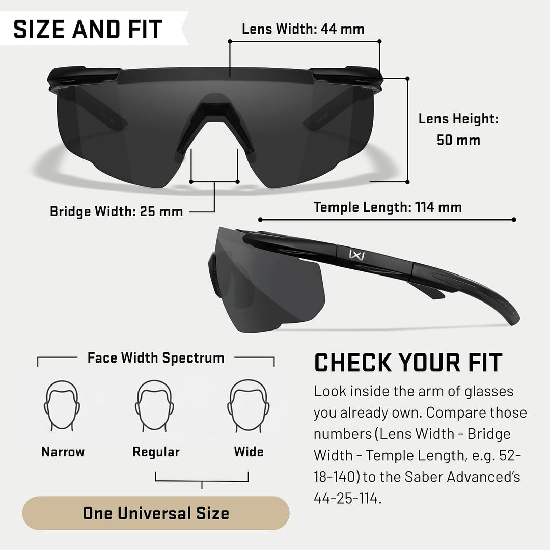 Wiley X | Saber Advanced | Schiessbrille &amp; Sportbrille Herren | Perfekt als Laufbrille Fahrradbrille