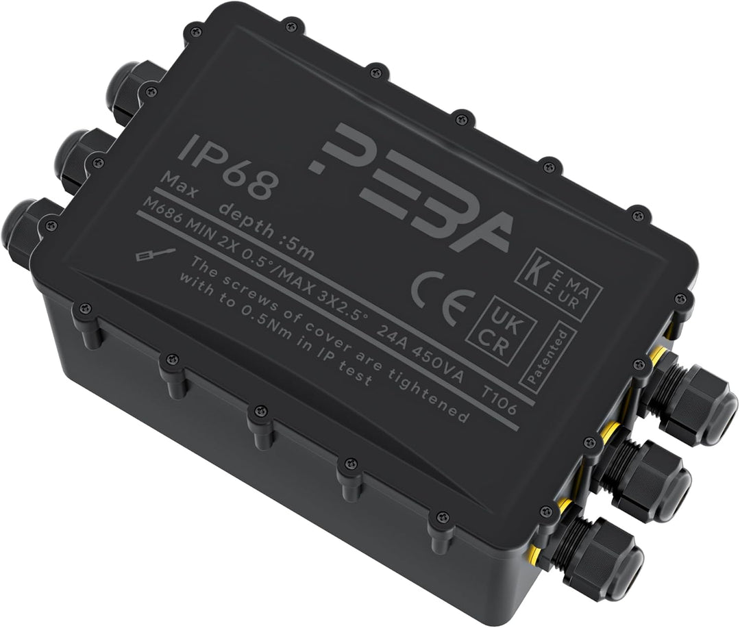 PEBA® Abzweigdose Wasserdicht IP68,Grosser Verteilerdose Aufputz 295x165x115 mm,M25 Kabelverschraubu