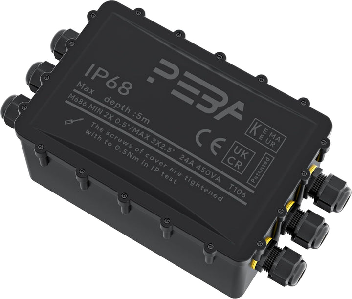 PEBA® Abzweigdose Wasserdicht IP68,Grosser Verteilerdose Aufputz 295x165x115 mm,M25 Kabelverschraubu