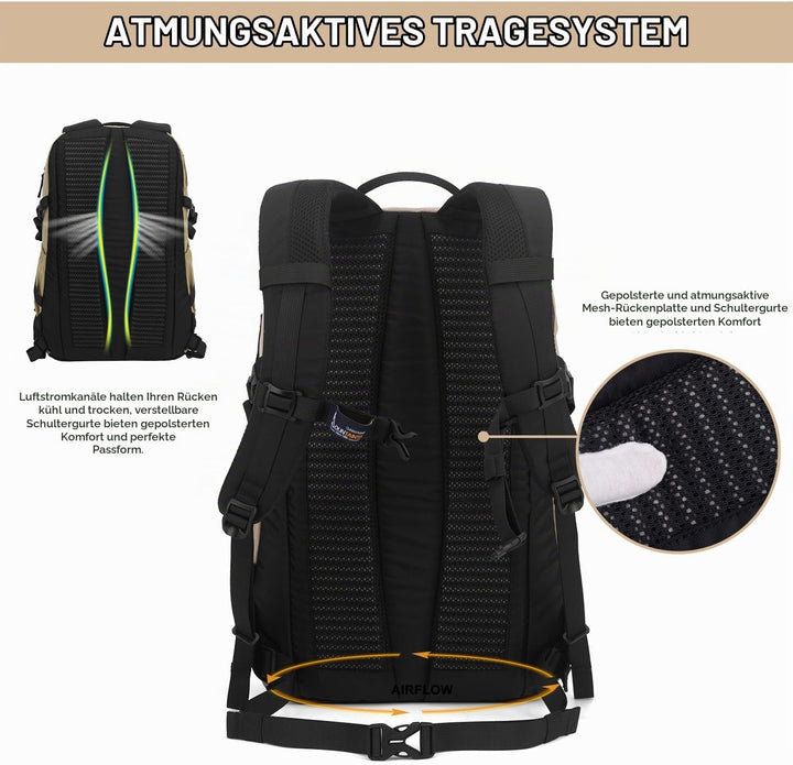 Mountaintop 30L/40L Wanderrucksack Herren Damen Daypack für Alltag und Outdoor, Tageswanderungen und
