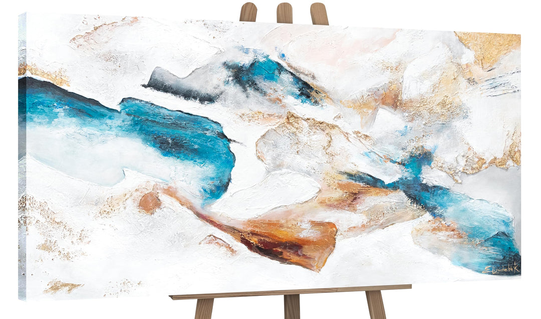 YS-Art Abstrakt Acryl Gemälde auf Leinwand Smaragd handgemalt Wandbilder Wohnzimmer modern Wohndekor