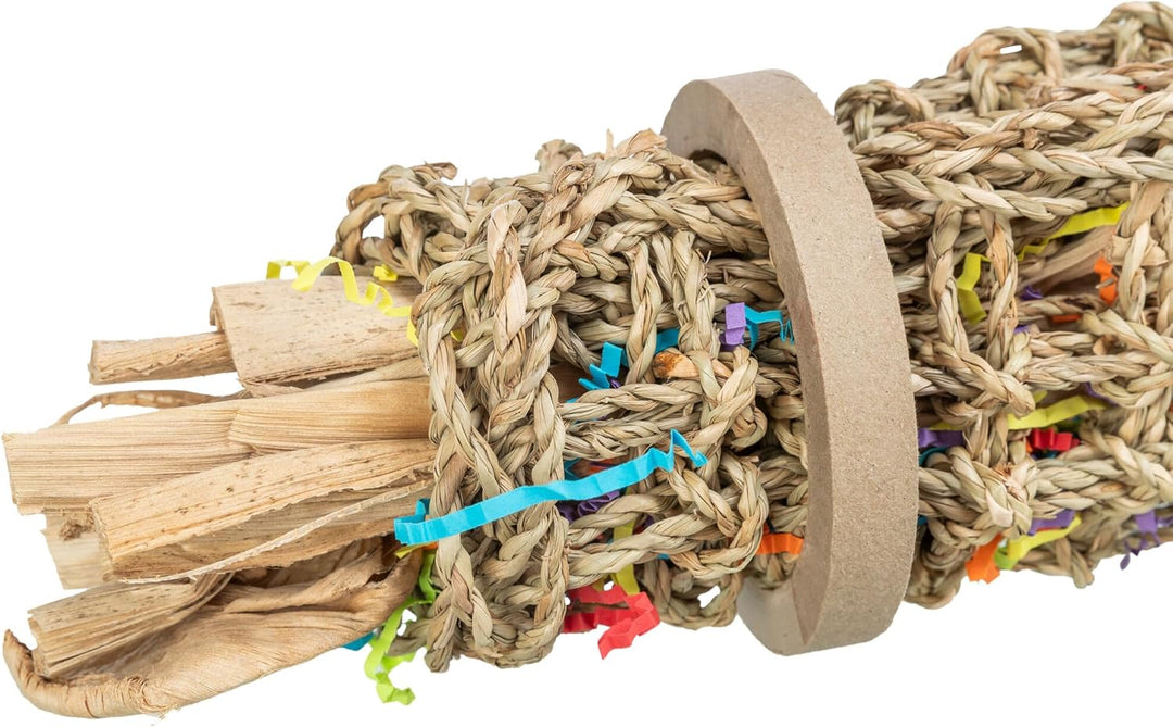 TRIXIE Naturspielzeug für Vögel zum Einhängen - aus Seegras, Holz und Papier - auch zum Befüllen mit