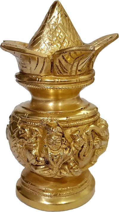 Purpledip Kalash Lakshmi Ganesh, seltene Kollektion, dekorative Tempelvase mit Nariyal für Puja Hawa