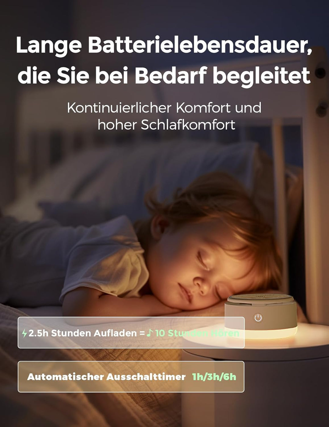 Momcozy Geräuschmaschine für Babys – 20 Beruhigende Geräusche und Touch-Licht, Tragbar Weisses Rausc