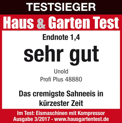 Unold 48980 Eismaschine Profi Plus inkl. Eisbuch mit 101 Rezepten | Speiseeisbereiter 2.5 L, Edelsta