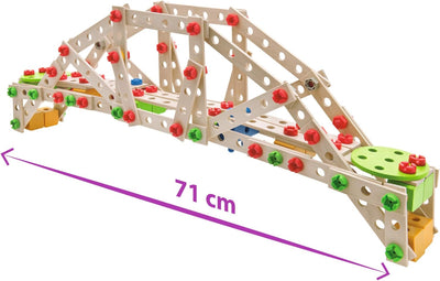Eichhorn 100039046 - Constructor Windrad - vielseitiges Holzspielzeug 300 Bauteile, 8 verschiedene K