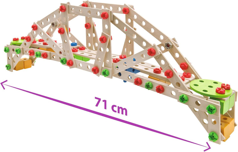 Eichhorn 100039046 - Constructor Windrad - vielseitiges Holzspielzeug 300 Bauteile, 8 verschiedene K