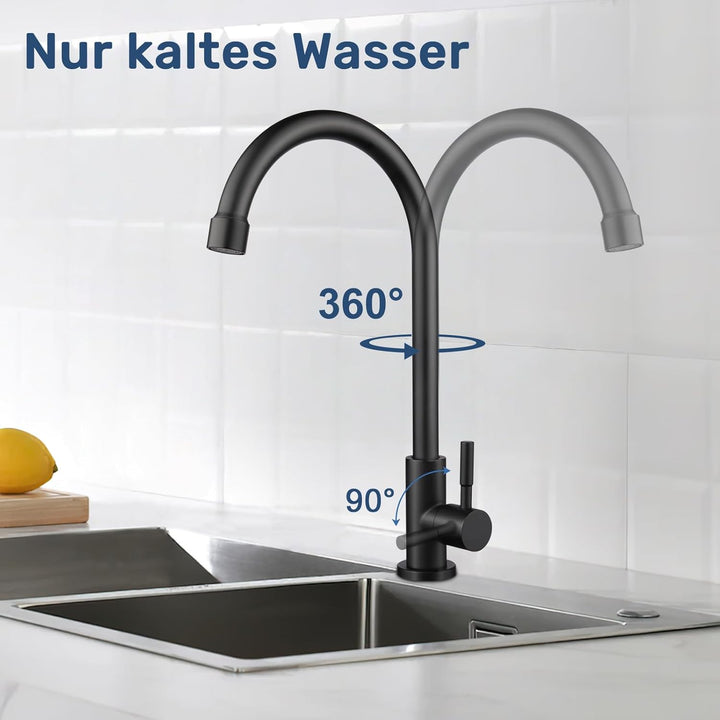 BONADE Wasserhahn Küche Schwarz, 360°Drehung Einhand Hochdruck Kaltwasserhahn Küche, küchenarmatur s