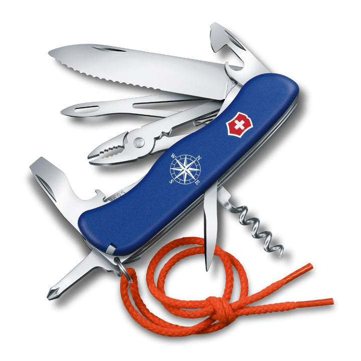 VICTORINOX Taschenmesser Skipper, 5 Funktionen, Swiss Made, Multitool inkl. Grosse Klinge mit Wellen