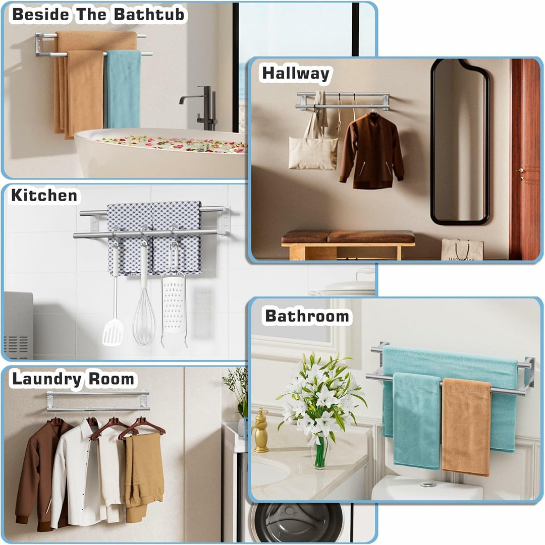 Gebürstet Handtuchhalter Wand, 70 cm doppelter Handtuchständer, Handtuchhalter aus Edelstahl SUS304,