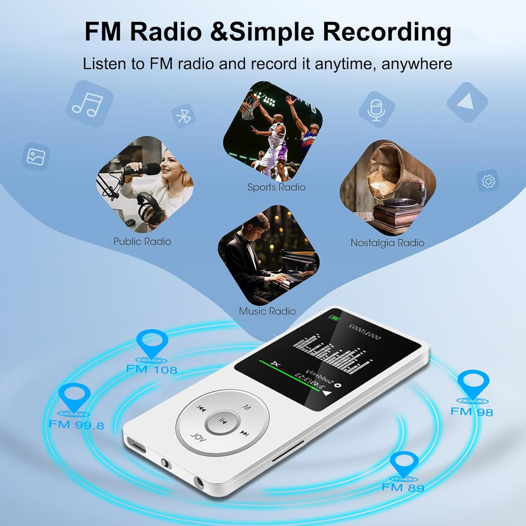 32GB MP3 Player Bluetooth 5.0 Musik Player, Nur 29g, mit 1.8" LCD-Bildschirm& Kopfhörer HiFi Sound K
