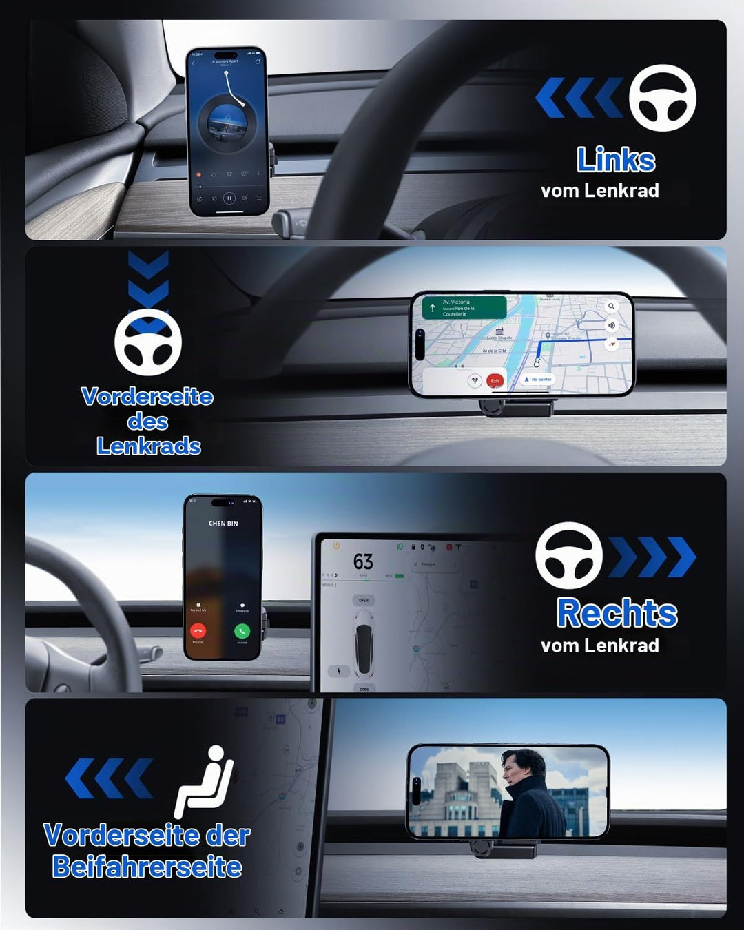 Handyhalterung für Tesla Model Y 2020-2024 und Model 3 2017-2023, MagSafe Handyhalter Auto Magnet fü