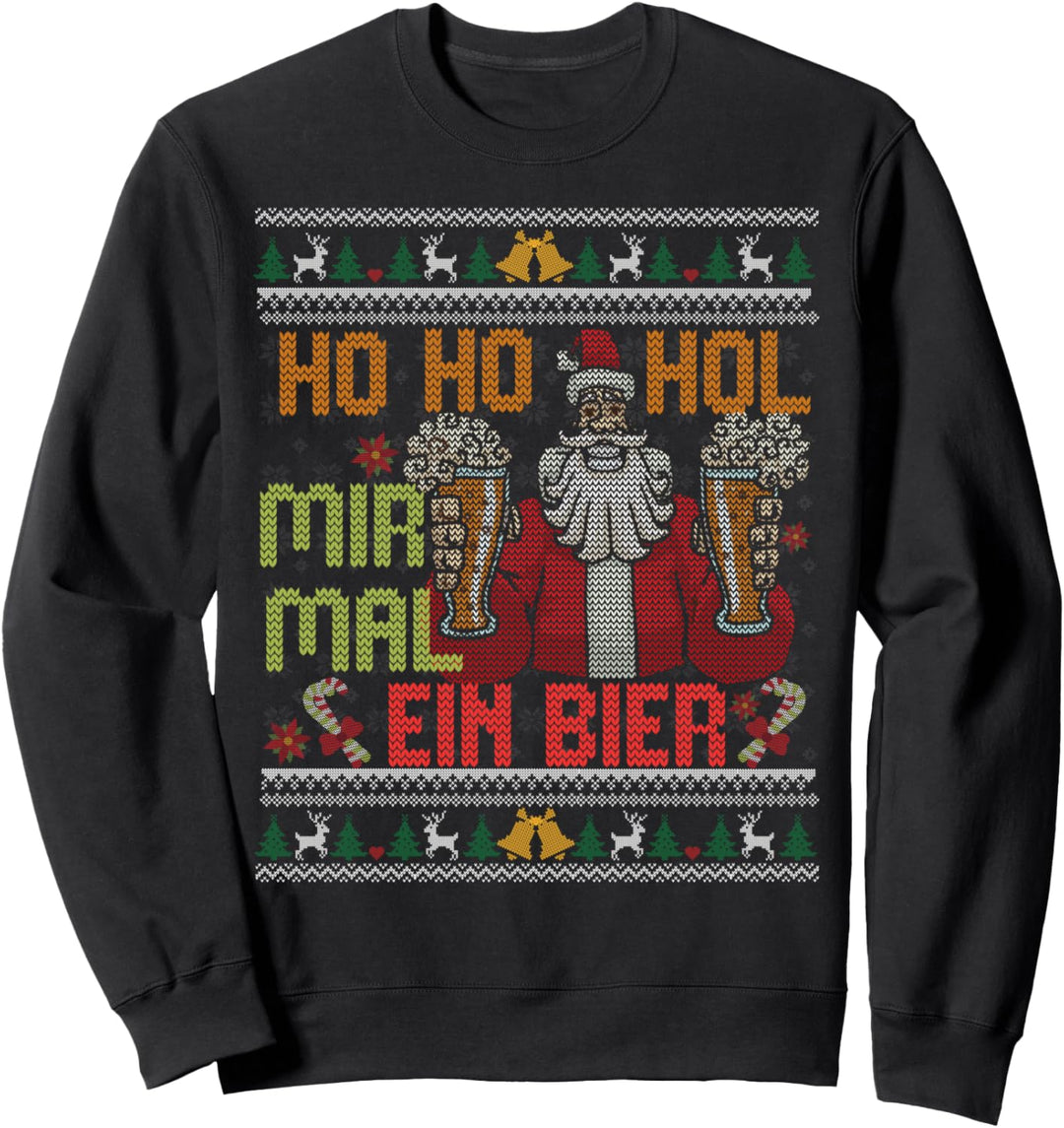 Christmas Weihnachts Herren Ho Ho Hol Mir Ein Bier Ugly Sweatshirt