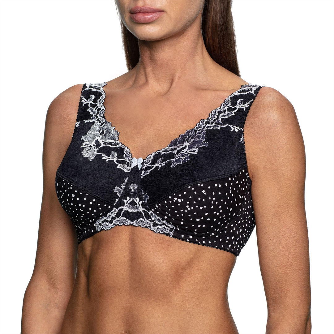 frugue Damen Kompressions BH nach Brust Op, mit Taschen 75B Schwarz Gepunktet, 75B Schwarz Gepunktet