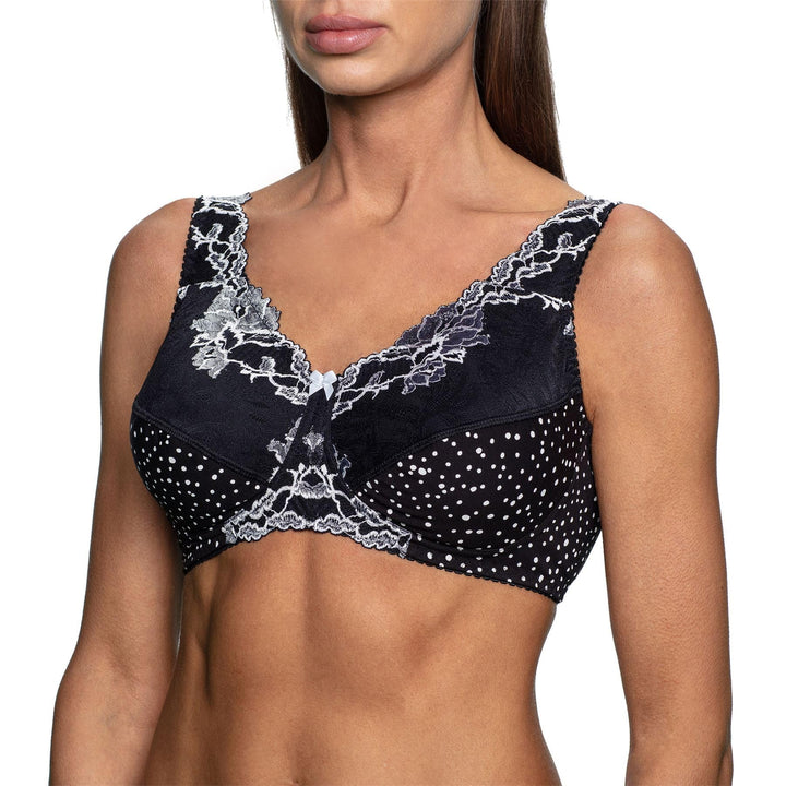 frugue Damen Kompressions BH nach Brust Op, mit Taschen 75B Schwarz Gepunktet, 75B Schwarz Gepunktet