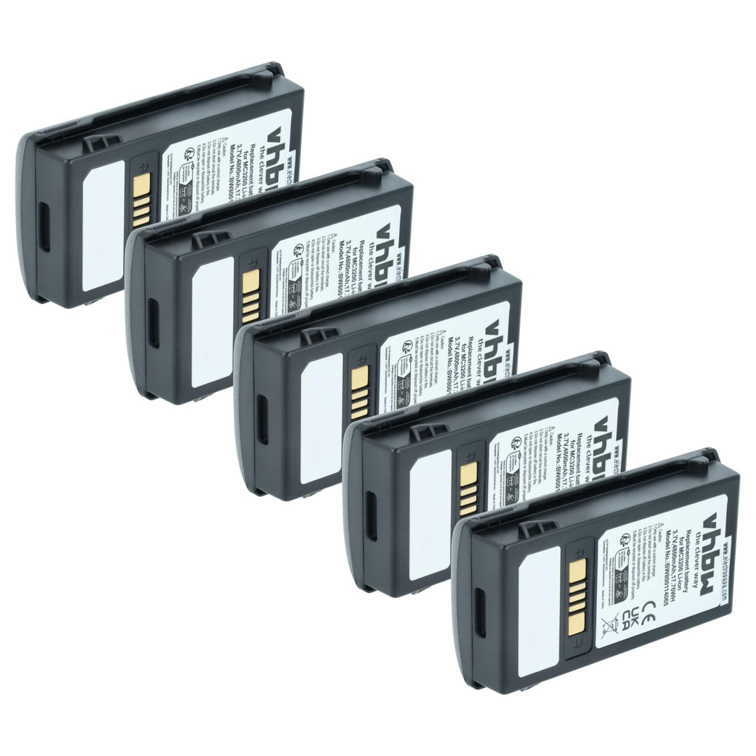 vhbw 5X Akku Ersatz für Motorola BTRY-MC32-01-01 für Barcodescanner POS (4800 mAh, 3,7 V, Li-Ion)