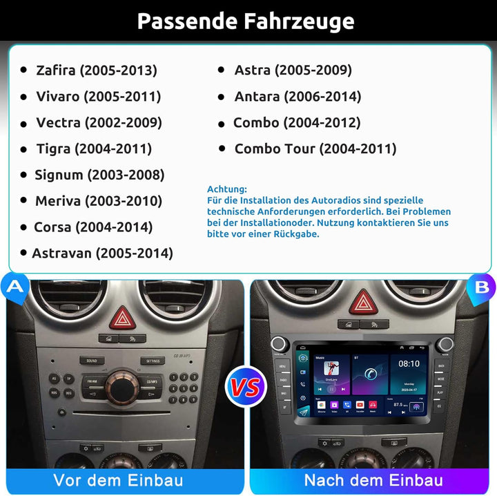ESSGOO True 4+64G Wireless Autoradio mit Android Auto und CarPlay Für Vauxhall Opel Corsa C D Zafira
