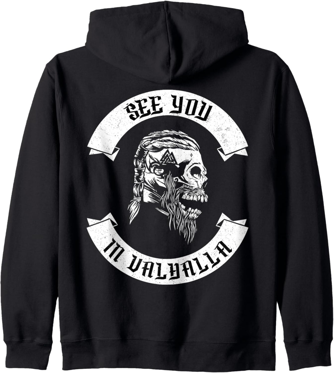 See You In Valhalla Wikinger Odin Totenkopf Valhalla Spruch Kapuzenjacke