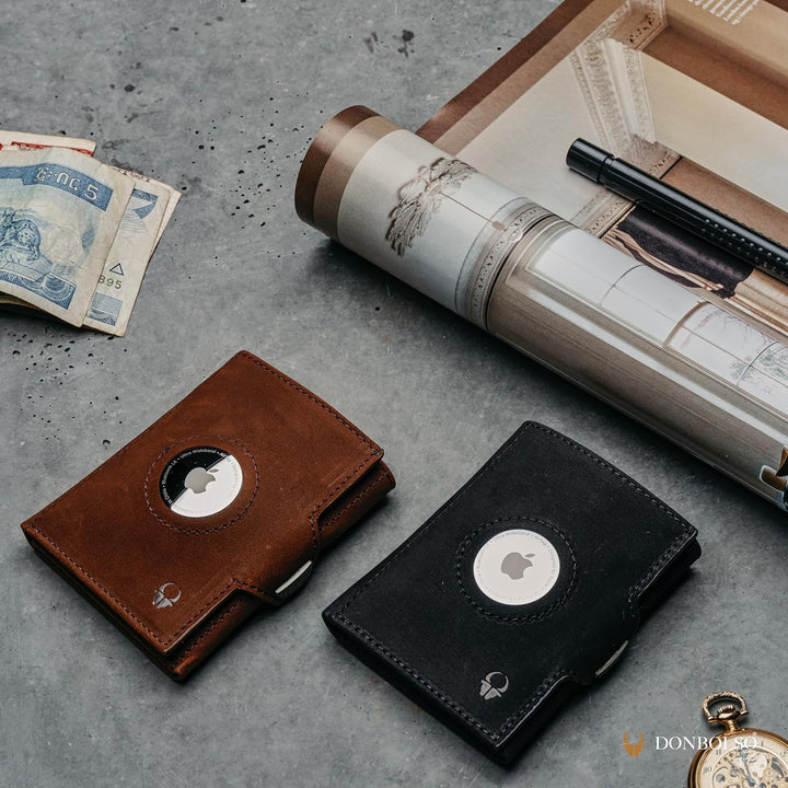DONBOLSO Wallet Air | Slim Wallet mit Apple AirTag Fach | Hochwertiges Kreditkartenetui aus Echtlede