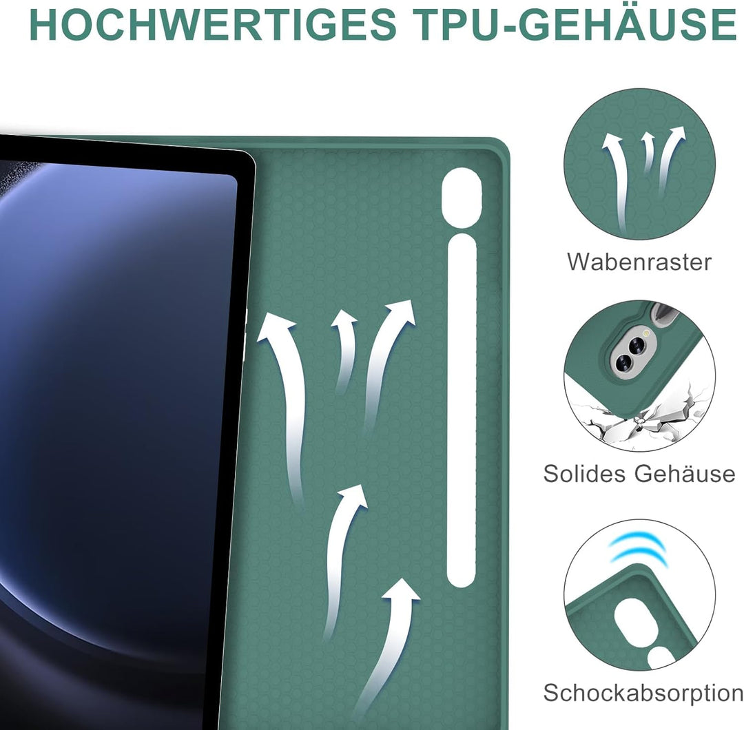 Tastatur für Samsung Galaxy Tab S10+ 2024/S9 FE+/S9 Plus 12.4", Hülle mit Tastatur für Samsung Tab S