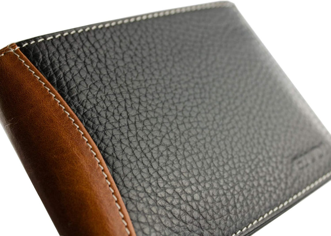 GIUDI ® Geldbörse Herren Mittel-Gross Mit Reissverschluss Pflanzlich gegerbtes Rindsleder (Braun), B